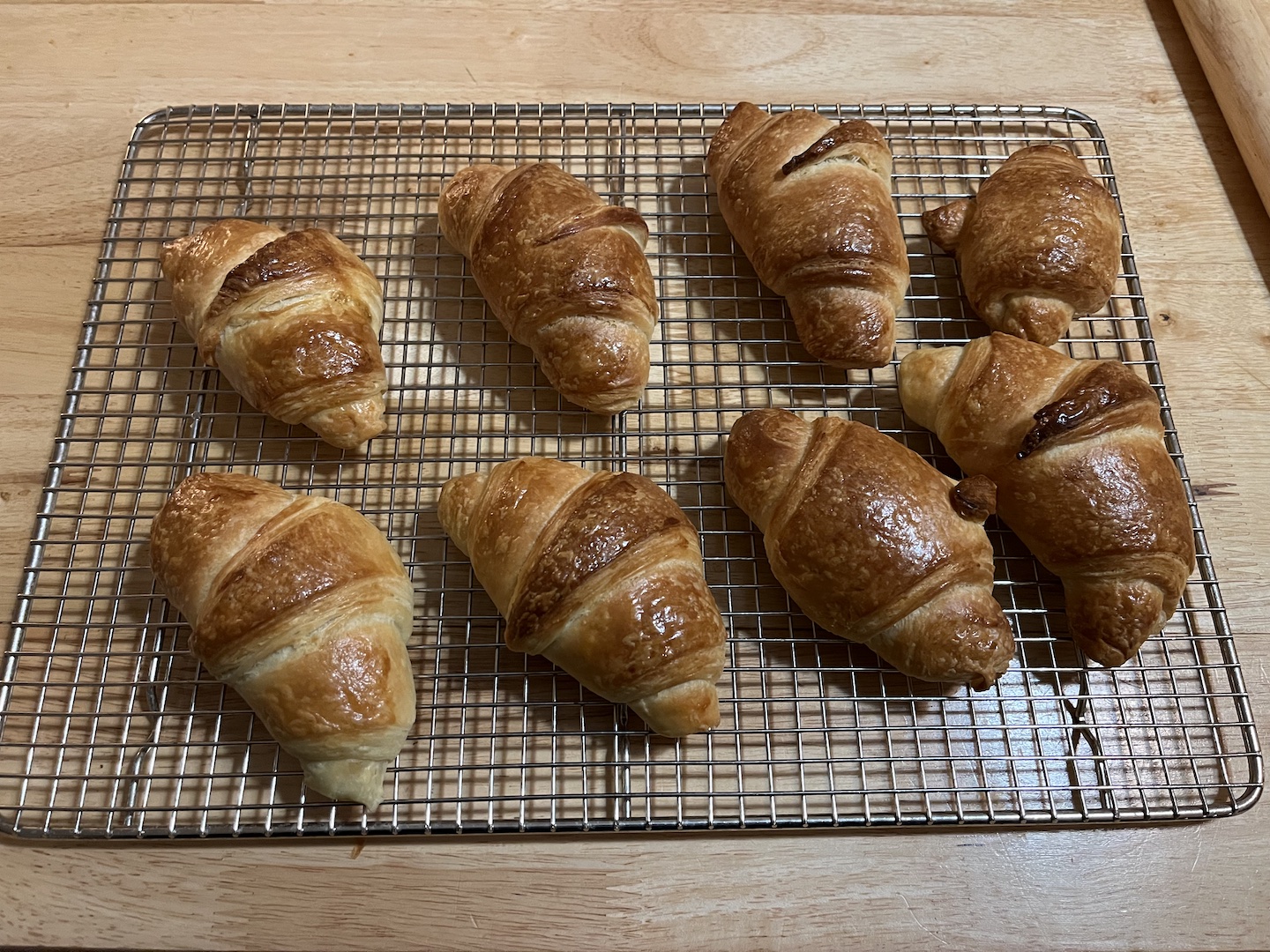 small batch croissants cooling