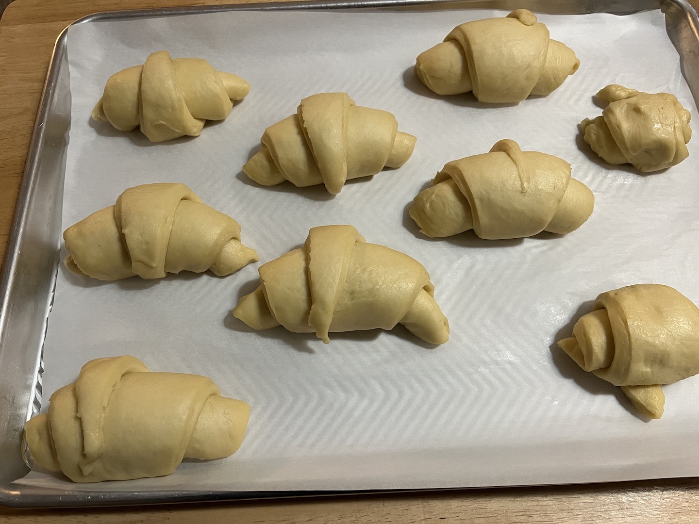 small batch croissants ready for the oven