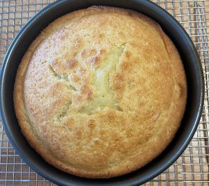 Cooling for a few in the pan before turning out onto the cooling rack