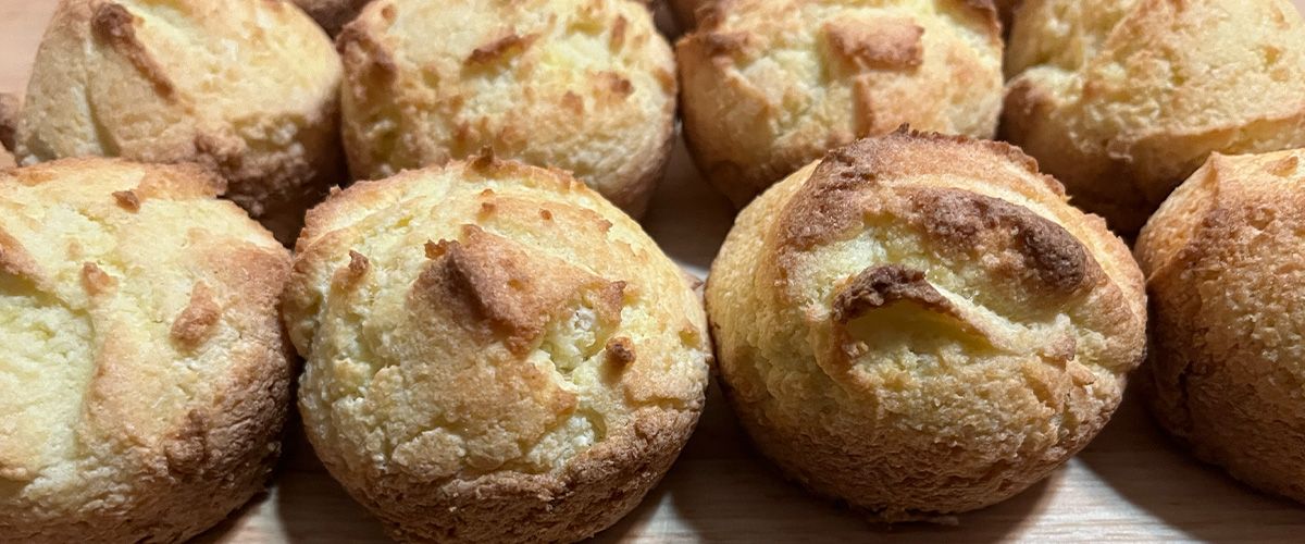 Up close shot of golden brown muffins