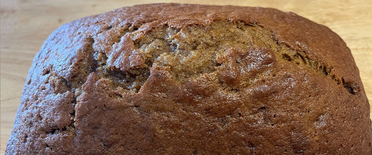 close up of a pumpkin bread loaf